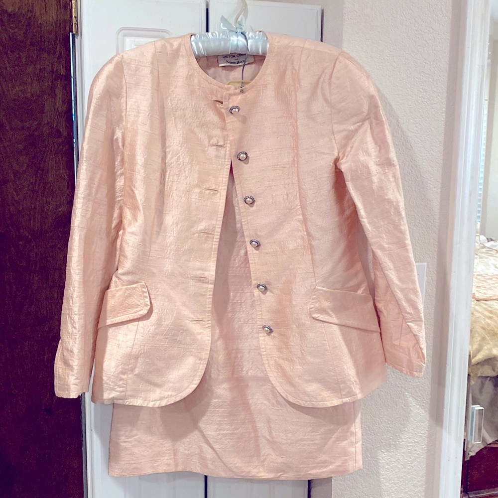 Victor Costa for Neiman Marcus pink skirt and jacket